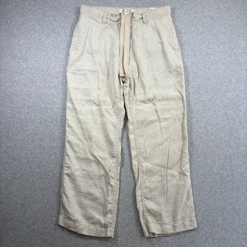 Old Navy Linen Pants Mens 33x30 Beige Y2K 2000s Drawstring Casual Beach Trousers
